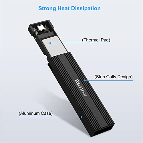 Caja externa M.2 SSD USB 3.1 Tipo C 10 Gbps negra miniatura 4