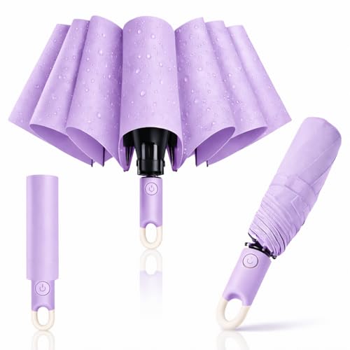 Image of Owme UV Umbrella for Women, Mini Folding Portable 3-Fold Umbrellas | Auto Open & Close for Rain and Sun Protection, Anti-Slip Handle | Windproof Umbrlla for Bedroom, Living Room,Entryway -