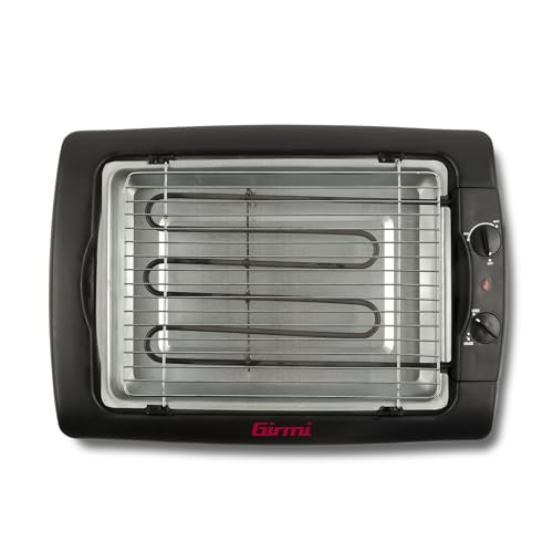 Girmi BQ12 Elektrischer Grill, 2000 W, INOX-Grillrost, 34 x 24,5 cm, Temperaturregelung, Komplett zerlegbar, Fettauffangschale, Gepanzerte Stahlheizelemente