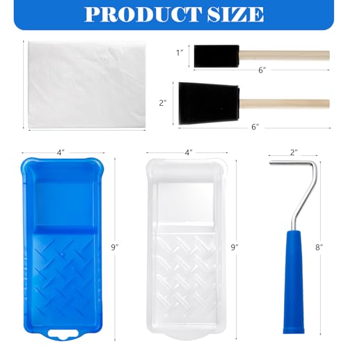 Mister Rui Paint Roller Kit, 25 Pack, 2 Inch Foam Paint Roller, Small Paint Rollers, Paint Roller Tray Liners, Sponge Brush with Plastic Sheeting, Mini Rollers for Painting Furniture - Image 5