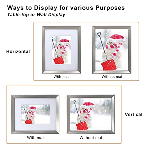 Kinlink 8X10 Picture Frames Silver, Photo Frames With Real Glass For Pictures 5X7 With Mat Or 8X10 Without Mat, Composite Wood Picture Frames For Tabletop And Wall Mounting Display, Set Of 4 #TOP2