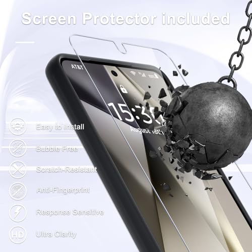 Image of YENAPOON for Samsung Galaxy S25 Edge Case, Matte Magnetic Phone Case with 1 Screen Protector, Support for Magsafe, Translucent Frosted Shockproof Protective Cover for Samsung Galaxy S25 Edge, Black