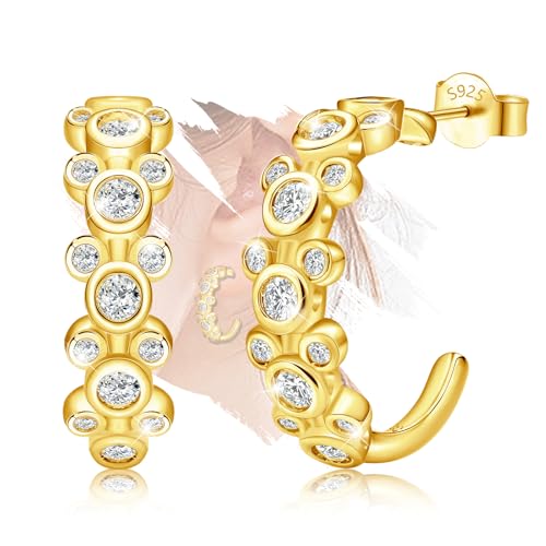 Mouse Earrings 18K Gold Plated Sterling Silver Cute Animal Stud Earrings for Women Hypoallergenic Cubic Zirconia Lovely Mouse Earring Jewelry Gifts for Sister