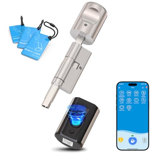 WELOCK Touch63 Serratura Smart,serratura impronta digitale,con Bluetooh,Carta RFID,WiFi,serratura elettronica IP65,serratura porta blindata per porta da 50-100mm,smartlock,Argento