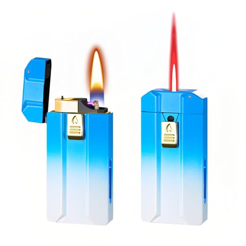 Encendedor inteligente doble llama recargable color azul miniatura 1