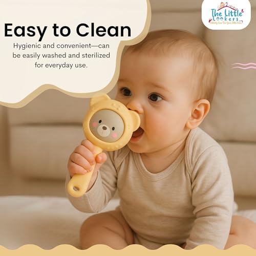 Image of THE LITTLE LOOKERS Teether for Baby | Musical Rattle Teethers for 3 to 24 Months | Silicone Rattle Teether | BPA-Free for Easy Teething | Jhunjuna, Baby Feeding Toys (Yellow)