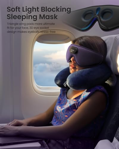 Sleep Headphones 2024 New Ultra Soft Sleep Mask with 5.2 Bluetooth HD Headphones, RENPHO 3D Blackout Wireless Headband, Eye Mask for Sleeping, Earbuds Earphones for Side Sleeper, Men Women Travel