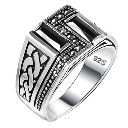 Genuine Solid 925 Sterling Silver Black Onyx Stone Handmade Statement Ring for Men
