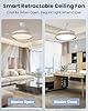 Airwit 106cm Ventilatore da Soffitto Silenzioso con Luce e Pale Retrattili, Dimmerabile LED Lampada Ventilatore da Soffitto con Telecomando e Reversible Motore DC per Camera da Letto, Soggiorno