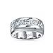 Imagen de Bling Jewelry Unisex Clear Channel Set Cubic Zirconia Aaa Cz Princesa Invisible Cut Anillo De Boda Para Hombres Mujeres
