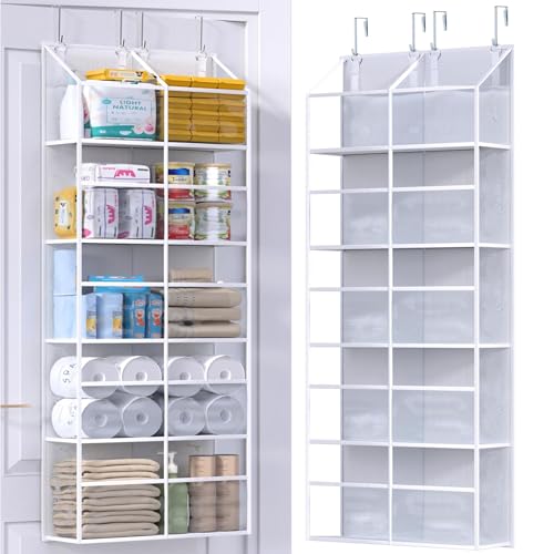 Image of ALLTIDYUP Clear Over Door Organizer - 5 Shelf Clear Hanging Storage with 10 Pockets for Bathroom, Closet, Dorm Room, Apartment Space Saving Organization Solution