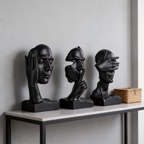 Set de 3 estatuas pensador figura decorativa de resina miniatura 4