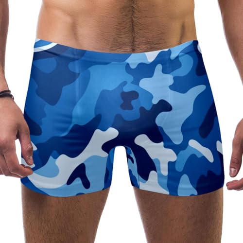 Mens Art Leopard Print-2029 Jammer Swimsuit Elastic Waistband Short Boxer Swimsuit Board Shorts, XXL,