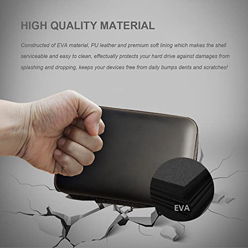 Image of Hard Drive Carrying Case Storage Organizer Bag Multi-Purpose Universal Carry Pouch Compatible with Western Digital WD Elements Seagate, 2.5'' EVA Shockproof Travel Case (Black)