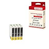  NOPAN-INK - x4 Cartouches Compatible pour Epson T0711 XL T0711XL Noir (Guépard) Epson Stylus D 120 Stylus DX 4000 4050 4400 4450 5050 7400 7450