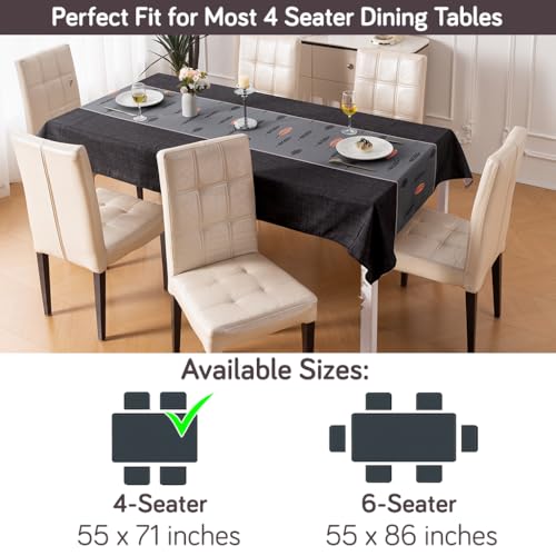 Image of HOKIPO Modern Grace Table Cloth for 4 Seater, 55x71 in, Twilight Fern