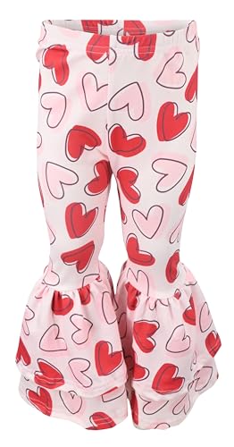 Image of Unique Baby 2 Piece Girls Double Bell Bottom Leggings Outfit with Short Sleeved Shirt Kid and Toddler Clothes Set
