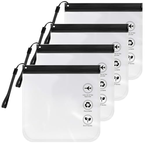 Neceser Transparente Viaje Avion, Bolsa para Líquidos de Avión, Neceseres Transparentes, 4pcs Bolsa Liquidos Avion Kit Viaje Avion, Neceser de Viaje para Mujeres y Hombres con Asa