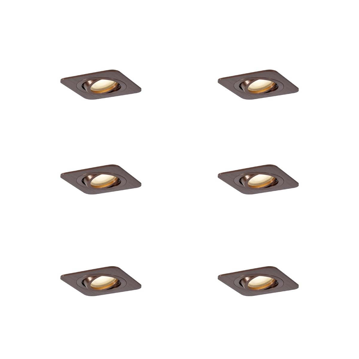 Qazqa recessed Spotlight, Downlight - Alberto - Dark Bronze, 9cm, Square, IP44, Indoor, Set of 6