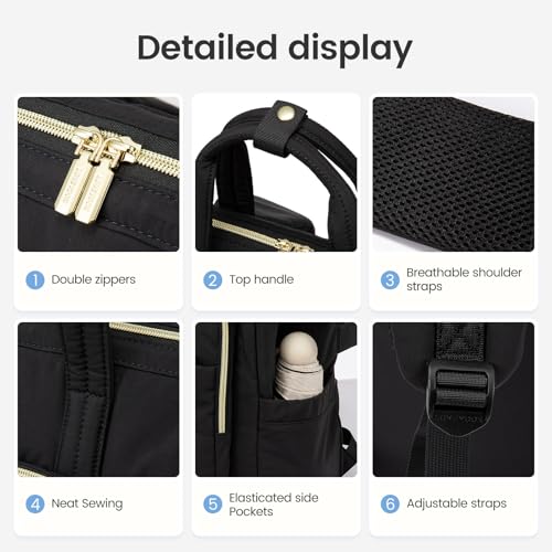 Image of LOVEVOOK Laptop Backpack Women 17 inch,Lightweight Puffer Travel Backpacks for Women,Quilted Laptop Bag Computer Work Teacher Nurse Backpack,Womens Backpack Purse Daypack for College Business,Black