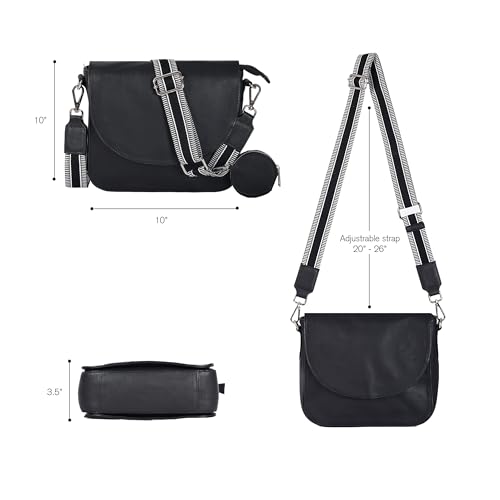 Image of Genuine Leather Shoulder Crossbody Purse For Women with Adjustable Strap, Mobile Pocket & Outside & Inside Zipper