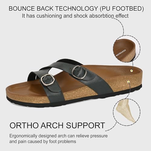 Image of Centrino Women's Berkin-Style Slip-On Sandals | Open Toe Design | Soft PU Footbed | Lightweight & Comfortable | Arch Support | On-Grip Sole | Casual Outdoor Wear (9224)