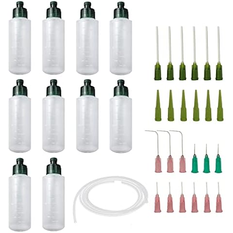 EDSRDUS LDPE Squeeze Bottles with Luer Lock & Multi Purpose Precision Applicator for Gluing Projects DIY Craft Painting Measuring E-Liquids Kitchen, etc (10pcs 2oz(60ml), Translucent) Cover