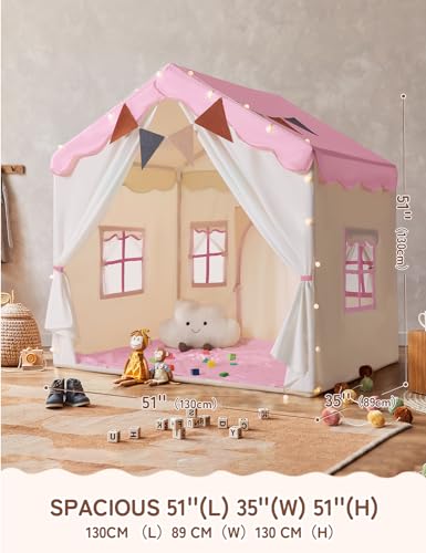 Besrey BR-WJZ06 Kids Play Tent, Kids Playhouse 2 In 1 With Padded Mat And Lights, Large Play House With 2 Doors & 4 Windows, Kids Play Tent Indoor & Outdoor thumb #6