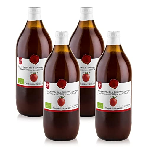 Frantoi Cutrera Organic Cherry Tomato Puree (Passata) - Vegan & Gluten Free Friendly - Good As Pasta Sauce, Pizza Sauce, Sofrito Base & More - No Additives Or Preservatives - From Italy - Pack Of 4 #TOP4