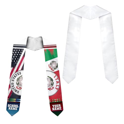 MonkeyVan Personalized Italy Flag Graduation Stole Sash 2025, Italians American Flag Graduation Sash For International Student Itl 9