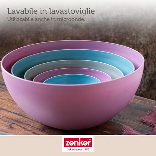 Zenker Ciotola multiuso in plastica per impastare, miscelare, lavare, servire frutta, verdura, utilizzabile anche in microonde max 140 °C, lavabile in lavastoviglie, diametro 16 cm / 0,80 l - immagine 6