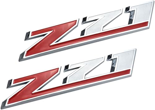 2Pcs Z71 Rear Trunk Emblems Door Side Sport Car Badge Compatible with Chevy 5 Inches Long (Chrome Red)