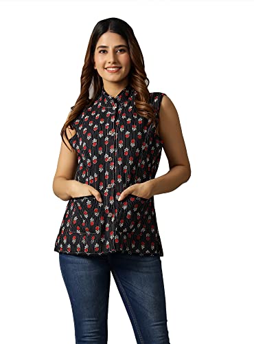 Image of Ravaiyaa - Attitude is everything Women's Floral Printed Reversible Quilted Jacket Coat Blazer Jacket Sleeve Less Waistcoat