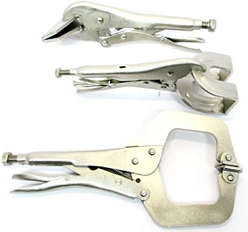 3PC Welding Clamps Plier Set C Clamp Mole Vice Grip Locking Pliers Sheet Metal