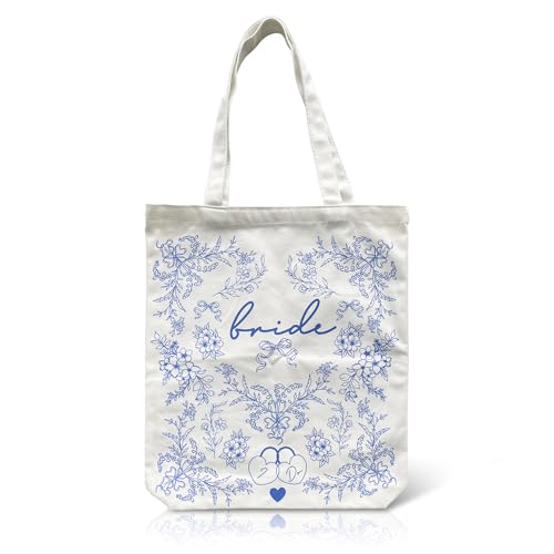 Bolso Tote Lady & Home para novia azul y blanco miniatura 1