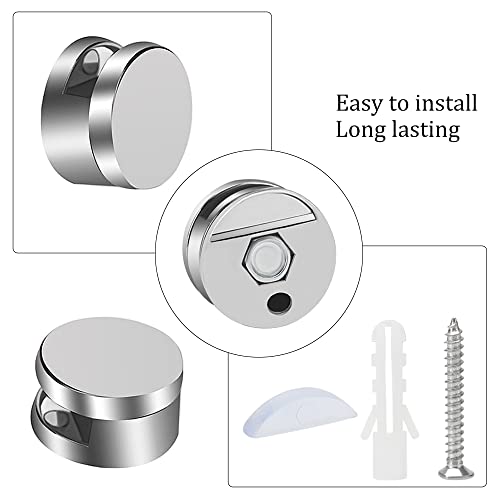 YIXISI 8 PCS Round Mirror Clips for 3-4 mm Thick Glass, Zinc Alloy Clamps With Plugs and Screws for Bathroom - Image 3