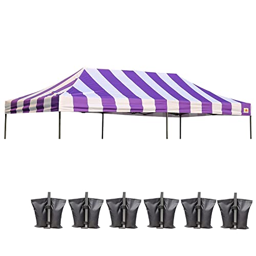 Image of ABCCANOPY Replacement Canopy Top for Pop Up Canopy Tent (10x20, Purple Stripe)