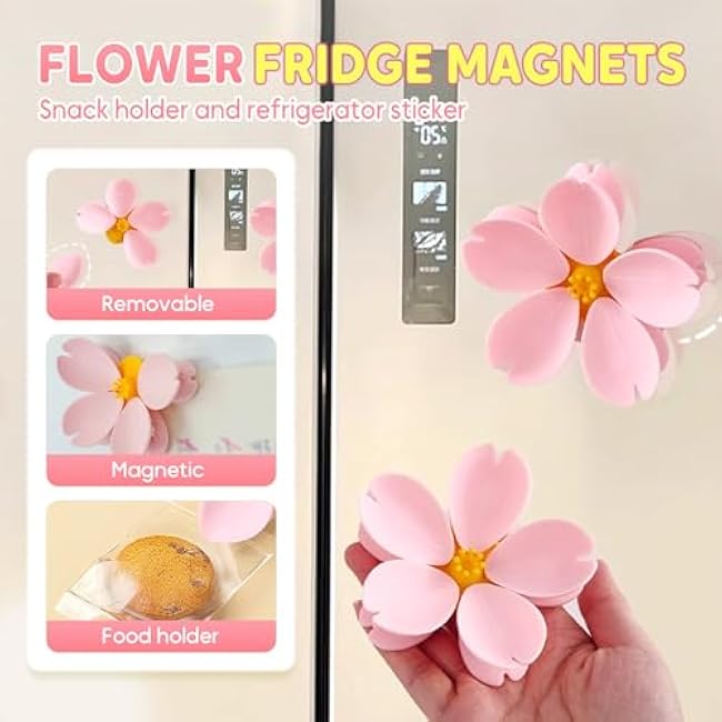 Cherry Blossom Magnetic Bag Clips ¨C Decorative Grip Stick Clips for Kitchen or Home Use