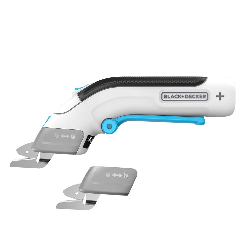 Black+Decker BCSC115-XJ - Tijeras 3,6v, Gatillo extralargo, Luz LED, Diseño ultra-ergonómico, Batería 1,5Ah, Carga USB, Incluye 2 cuchillas de corte, Multicolor