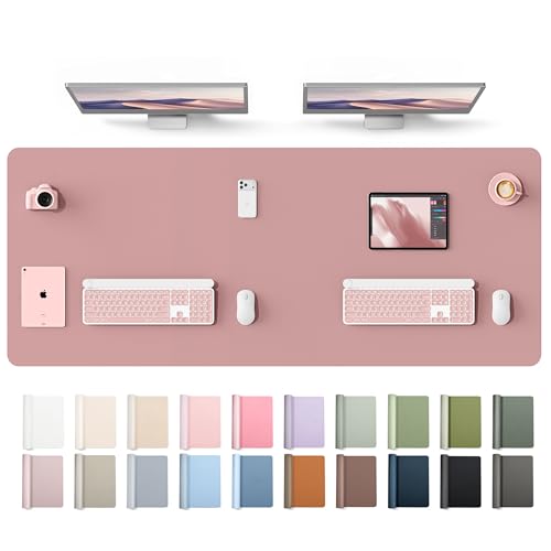 Image of YSAGi Leather Desk Protector, Office Mat, Large Mouse Mat, Non-Slip PU Leather Blotter, Laptop Desk Mat, Waterproof Writing Pad for Office and Home(Pale Mauve, 63 inch x 24 inch)
