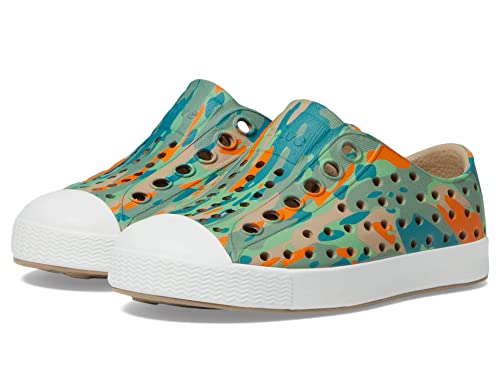 Native Shoes Kids Jefferson Sugarlite Print Slip-On Sneakers for Toddlers – Perforated Upper – EVA Outsole Flax Tan/Shell White/City EuCamo 4 Toddler M