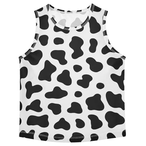 J JOYSAY Cow Spot Black White Boys Tank Top Sleeveless Muscle Shirts Quick Dry Kids T-Shirts 3-15T