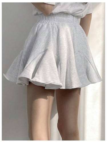OYOANGLE Women's Ruffle Lettuce Trim Mini Skirt High Elastic Waist Flared A Line Y2k Skirts2