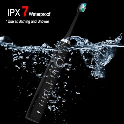 Sonic Electric Toothbrush Electric Toothbrushes Adults 8 Brush Heads Travel Case Wireless Charging 5 Cleaning Modes 2 Minute Smart Timer Sonic Toothbrushes Ultra Whitening IPX7 Waterproof - Image 7