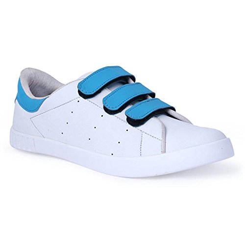 Buy ZAP N Grab White-Blue Velcro Shoes 