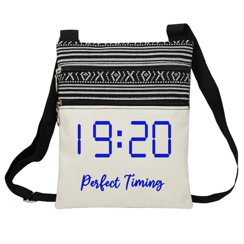 Perfect Timing 1920 Messenger Bag Small Ethnic Pattern Printed Adjustable Strap Sorority ZPB Crossbody Zipper Bag Phone Bag Wallet Cute Shoulder Handbag for Women