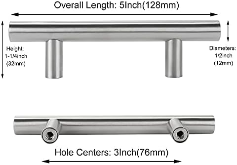Miniatura 3 de homdiy - Tiradores de níquel cepillado para gabinetes, herraje para cajones y puertas de alacenas de cocina, paquete de 10 tiradores, 3 in de