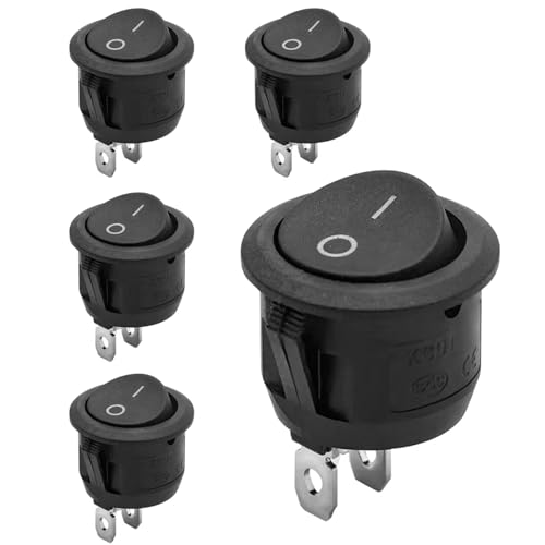 5 Pcs 12V Toggle Rocker Switch Set, Durable ON/OFF Light Switches with LED Indicator, Heavy-Duty Metal Toggle Switch for Car, Boat, Truck, RV, and Household Electrical Applications
