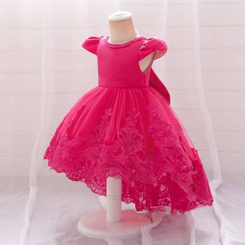 Baby Girl Elegant High Low Dress Splicing Lace Waist Cinched Dresses Short Puff Sleeve Princess Ruched Sundress2
