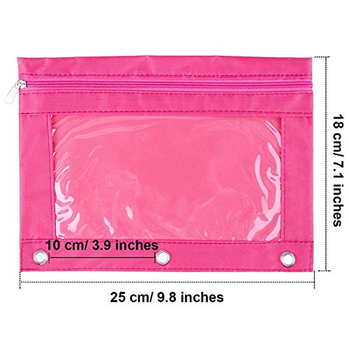 Sdefe Zippered Binder Fabric Pencil Pouch 3 Rings With Clear Window For School Classroom Organizers 8 Pack (Multicolor) #TOP4